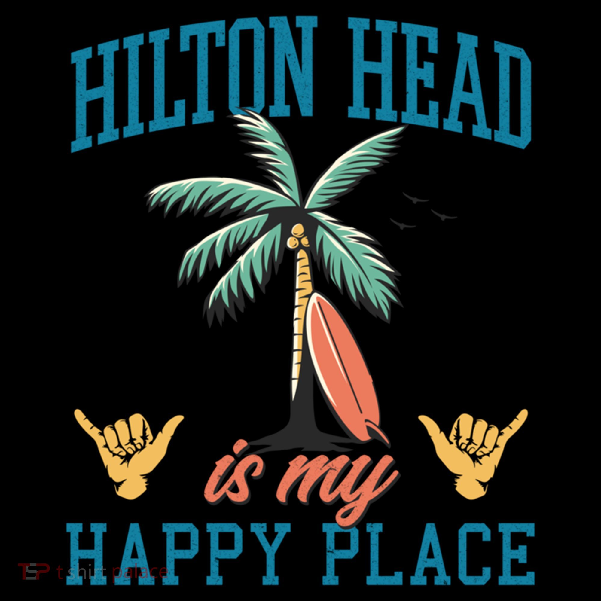 Hilton Head Is My Happy Place Retro Beach Palm Trees Summer Great Gift Coffee Mug