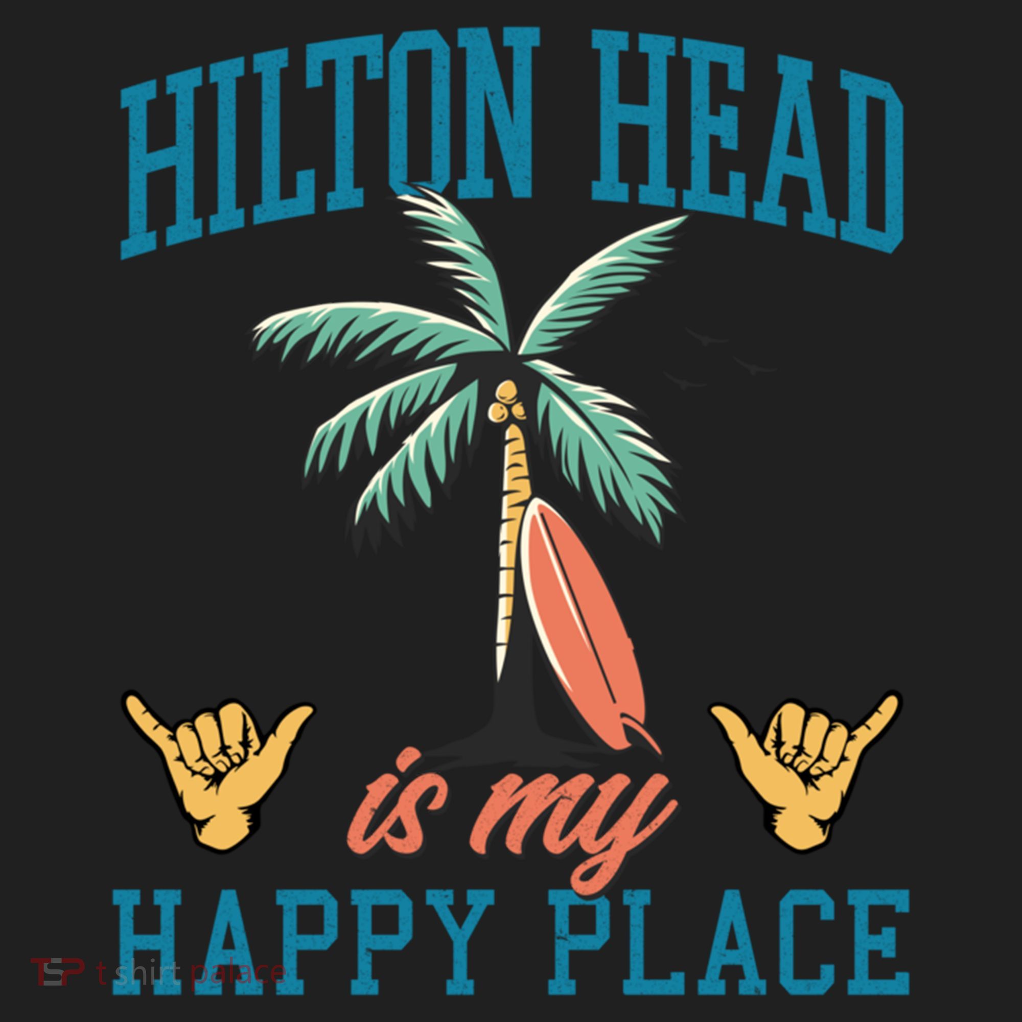 Hilton Head Is My Happy Place Retro Beach Palm Trees Summer Great Gift Beanie