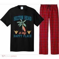 Hilton Head Is My Happy Place Retro Beach Palm Trees Summer Great Gift Pajama Set thumb 0