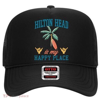 Hilton Head Is My Happy Place Retro Beach Palm Trees Summer Great Gift Hat