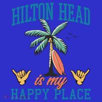 Hilton Head Is My Happy Place Retro Beach Palm Trees Summer Great Gift Sweatshirt thumb 3