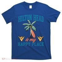Hilton Head Is My Happy Place Retro Beach Palm Trees Summer Great Gift T-Shirt thumb 0