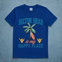 Hilton Head Is My Happy Place Retro Beach Palm Trees Summer Great Gift T-Shirt thumb 5