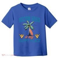 Hilton Head Is My Happy Place Retro Beach Palm Trees Summer Great Gift Toddler T-Shirt thumb 0