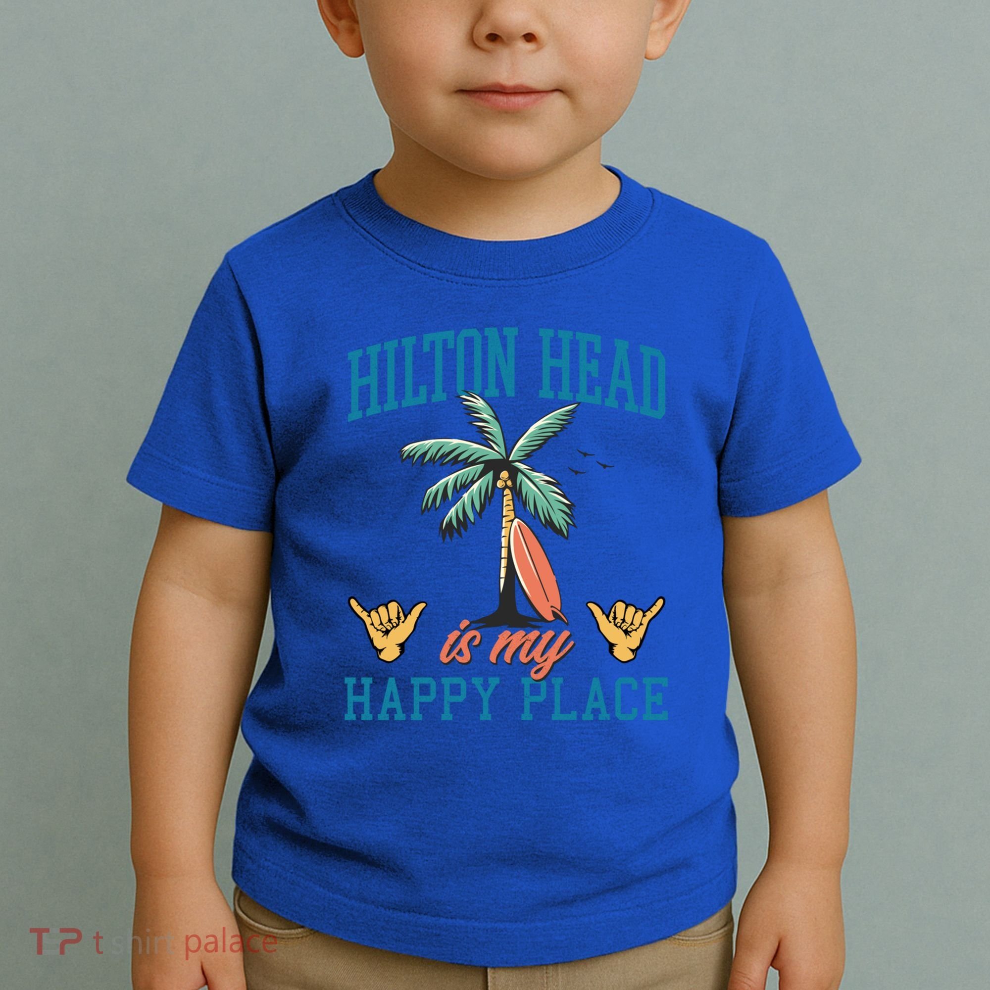 Hilton Head Is My Happy Place Retro Beach Palm Trees Summer Great Gift Toddler T-Shirt