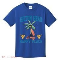 Hilton Head Is My Happy Place Retro Beach Palm Trees Summer Great Gift Kids T-Shirt thumb 0