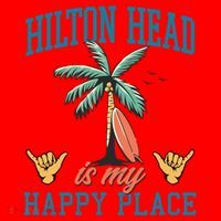 Hilton Head Is My Happy Place Retro Beach Palm Trees Summer Great Gift Santa Hat thumb 1