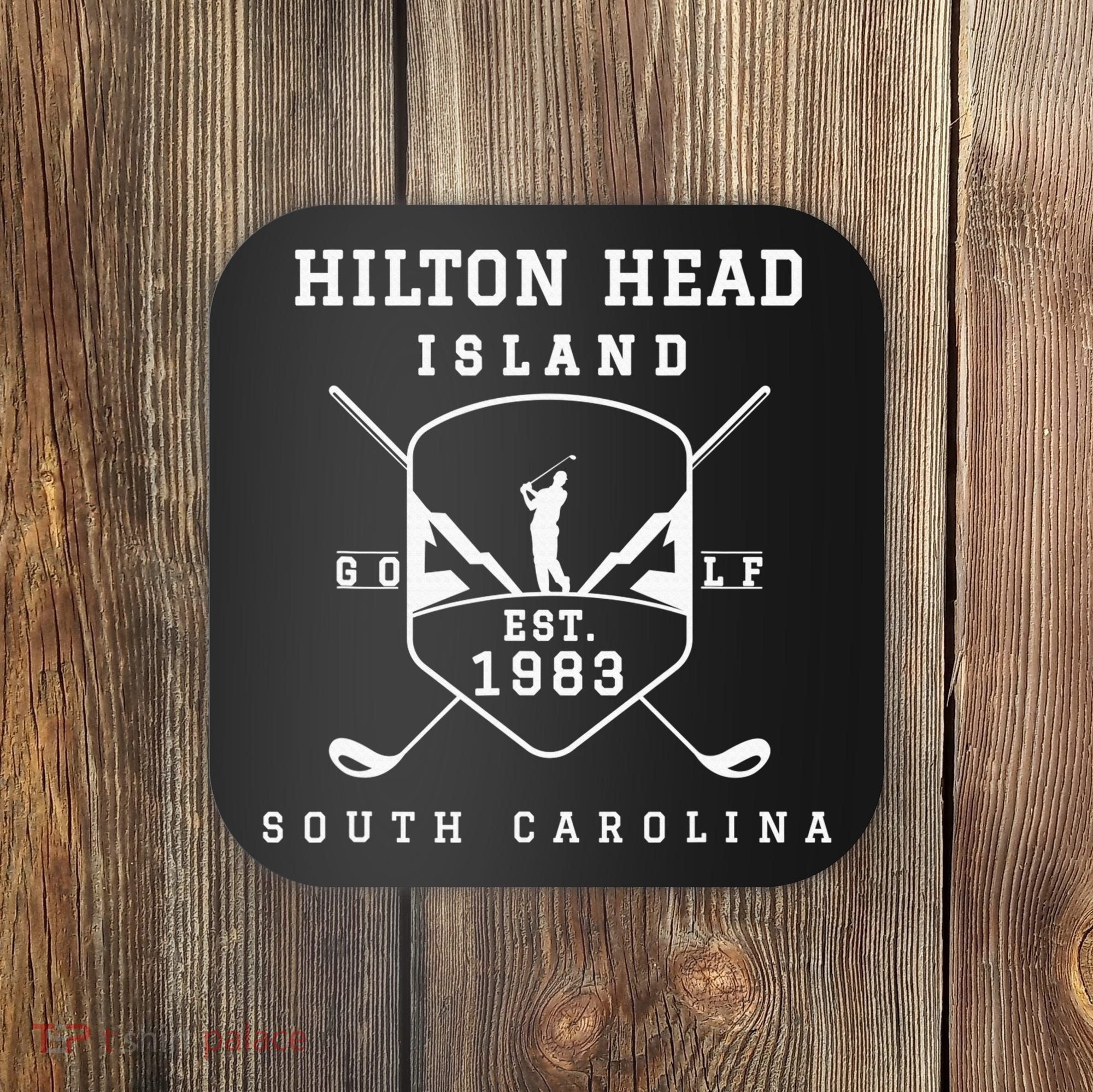 Hilton Head Island Est.1983 Golfer With Golf Club Funny Coaster