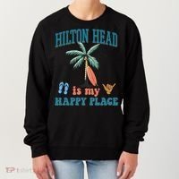 Hilton Head Island Is My Happy Place Beach Palm Trees Summer Gift Women's Sweatshirt thumb 0