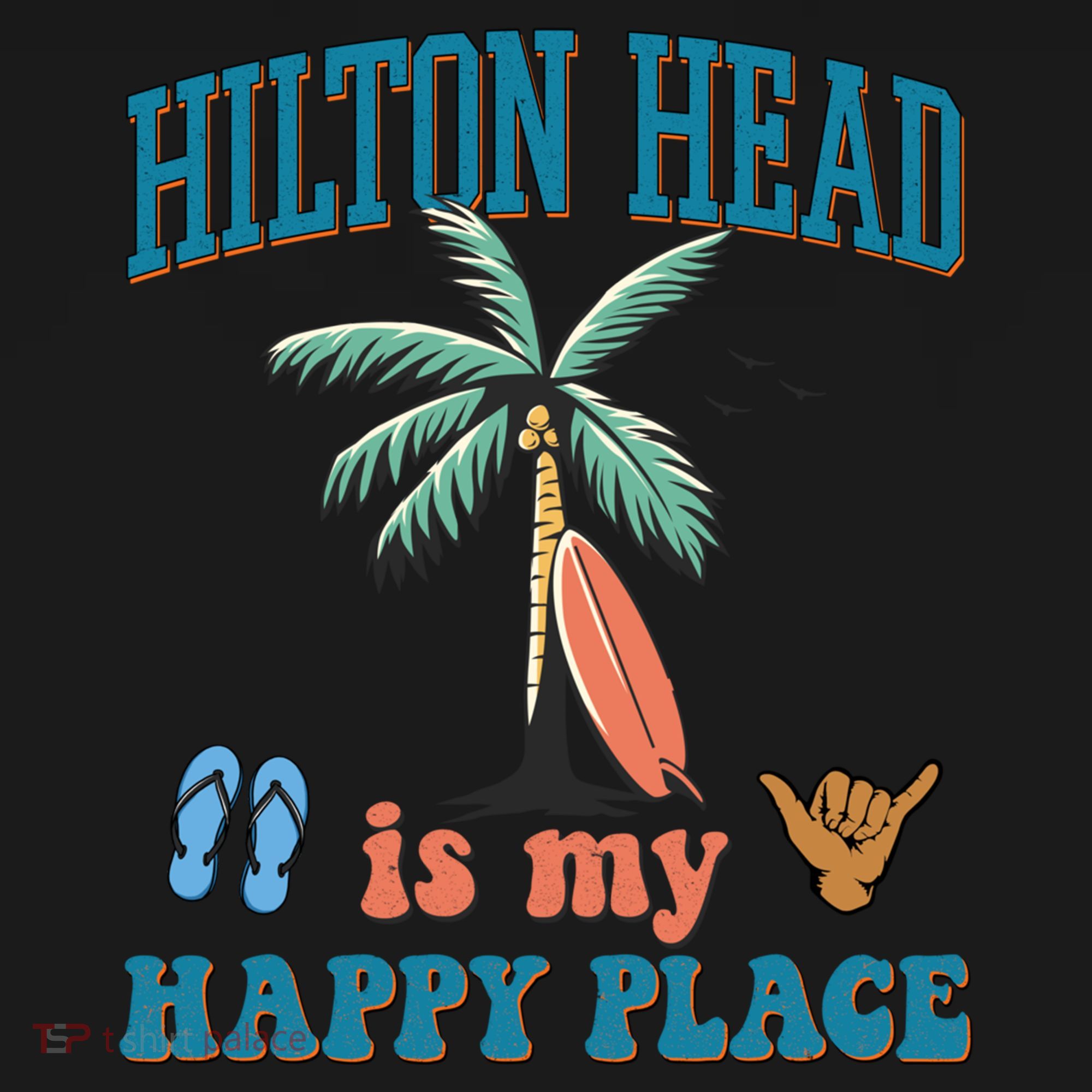 Hilton Head Island Is My Happy Place Beach Palm Trees Summer Gift Doggie Tank