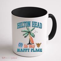 Hilton Head Island Is My Happy Place Beach Palm Trees Summer Gift Coffee Mug thumb 1