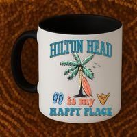 Hilton Head Island Is My Happy Place Beach Palm Trees Summer Gift Coffee Mug thumb 2