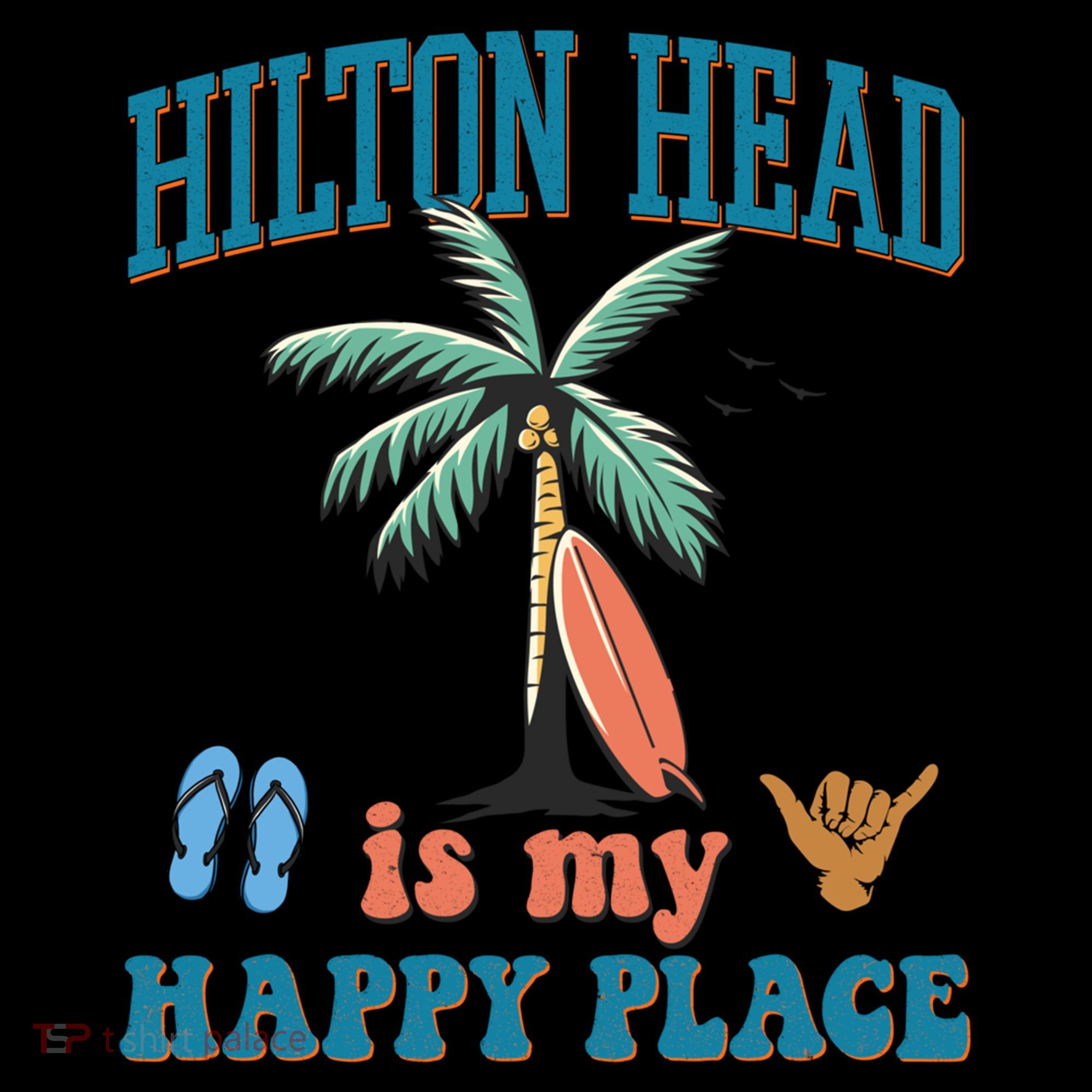 Hilton Head Island Is My Happy Place Beach Palm Trees Summer Gift Coffee Mug