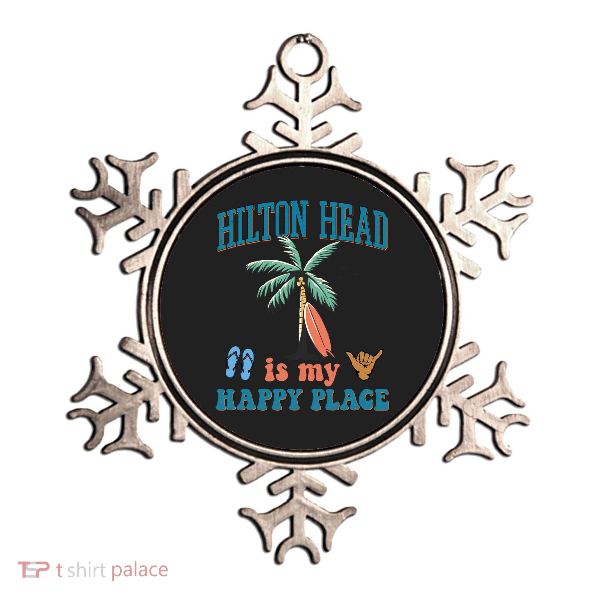 Hilton Head Island Is My Happy Place Beach Palm Trees Summer Gift Ornament