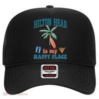 Hilton Head Island Is My Happy Place Beach Palm Trees Summer Gift Hat thumb 0