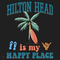 Hilton Head Island Is My Happy Place Beach Palm Trees Summer Gift Golf Towel thumb 3