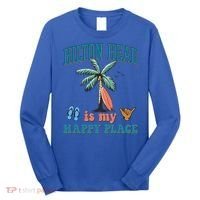 Hilton Head Island Is My Happy Place Beach Palm Trees Summer Gift Long Sleeve Shirt thumb 0