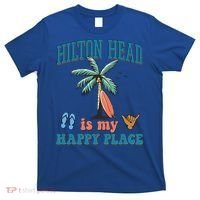 Hilton Head Island Is My Happy Place Beach Palm Trees Summer Gift T-Shirt thumb 0
