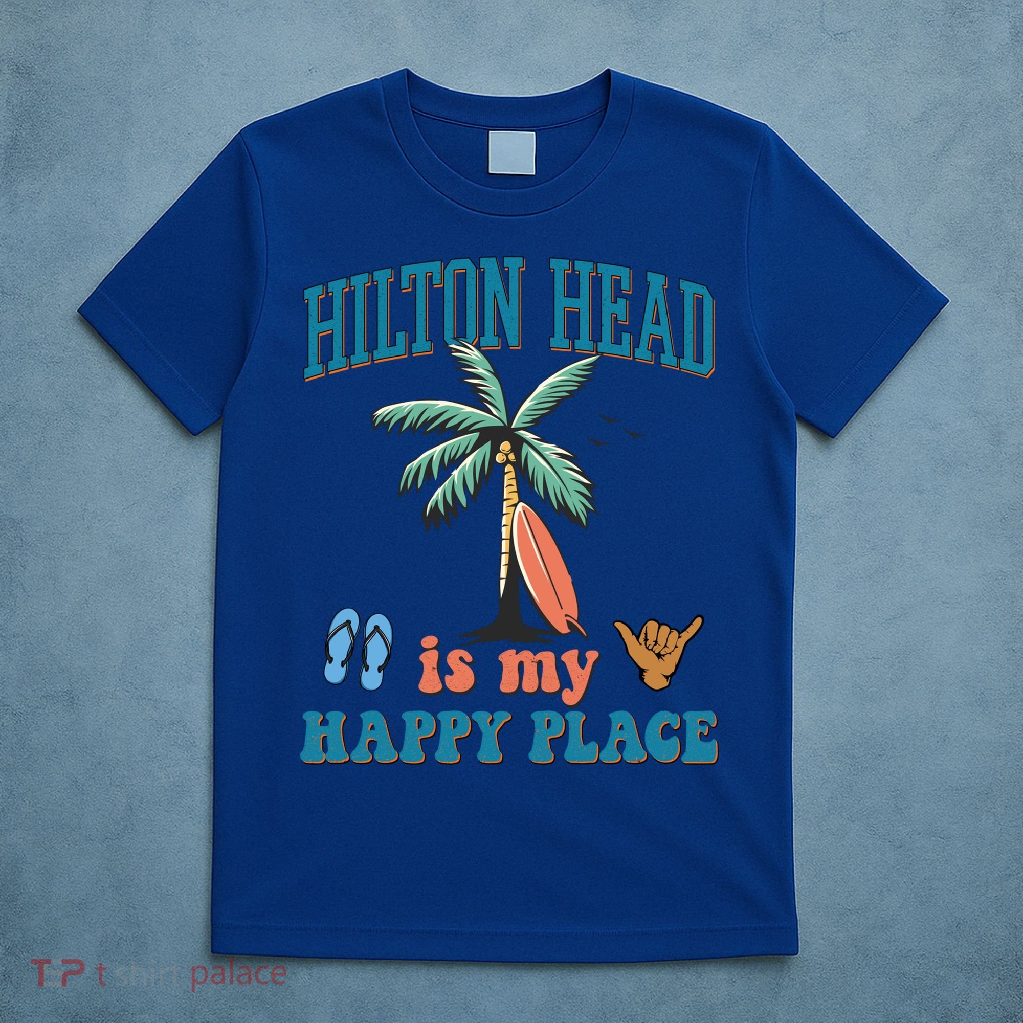 Hilton Head Island Is My Happy Place Beach Palm Trees Summer Gift T-Shirt