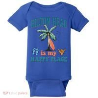 Hilton Head Island Is My Happy Place Beach Palm Trees Summer Gift Baby Bodysuit thumb 0