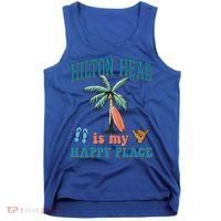 Hilton Head Island Is My Happy Place Beach Palm Trees Summer Gift Tank Top thumb 0