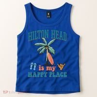 Hilton Head Island Is My Happy Place Beach Palm Trees Summer Gift Tank Top thumb 2