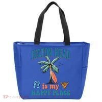 Hilton Head Island Is My Happy Place Beach Palm Trees Summer Gift Tote Bag thumb 0