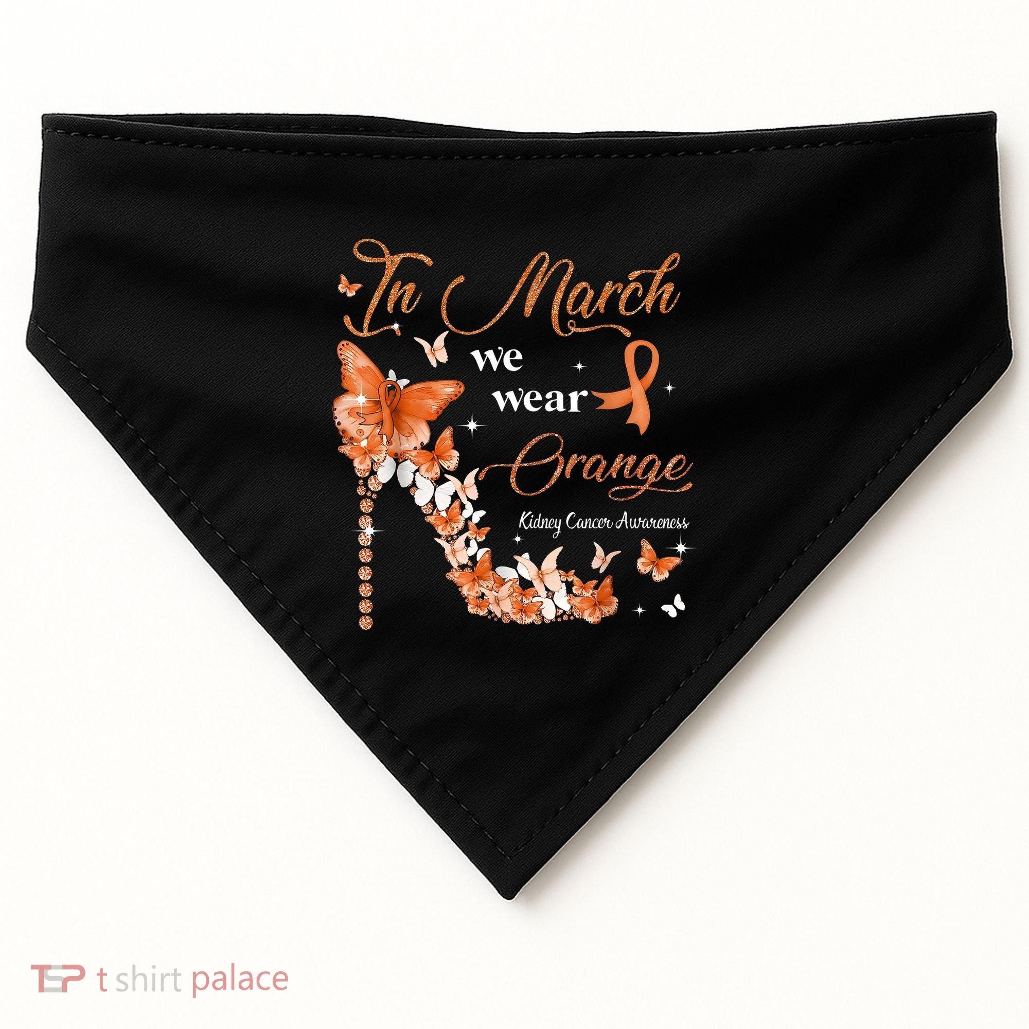 High Heel In March We Wear Orange Multiple Sclerosis Warrior USA-Made Doggie Bandana