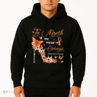 High Heel In March We Wear Orange Multiple Sclerosis Warrior Hoodie thumb 2