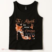 High Heel In March We Wear Orange Multiple Sclerosis Warrior Tank Top thumb 2