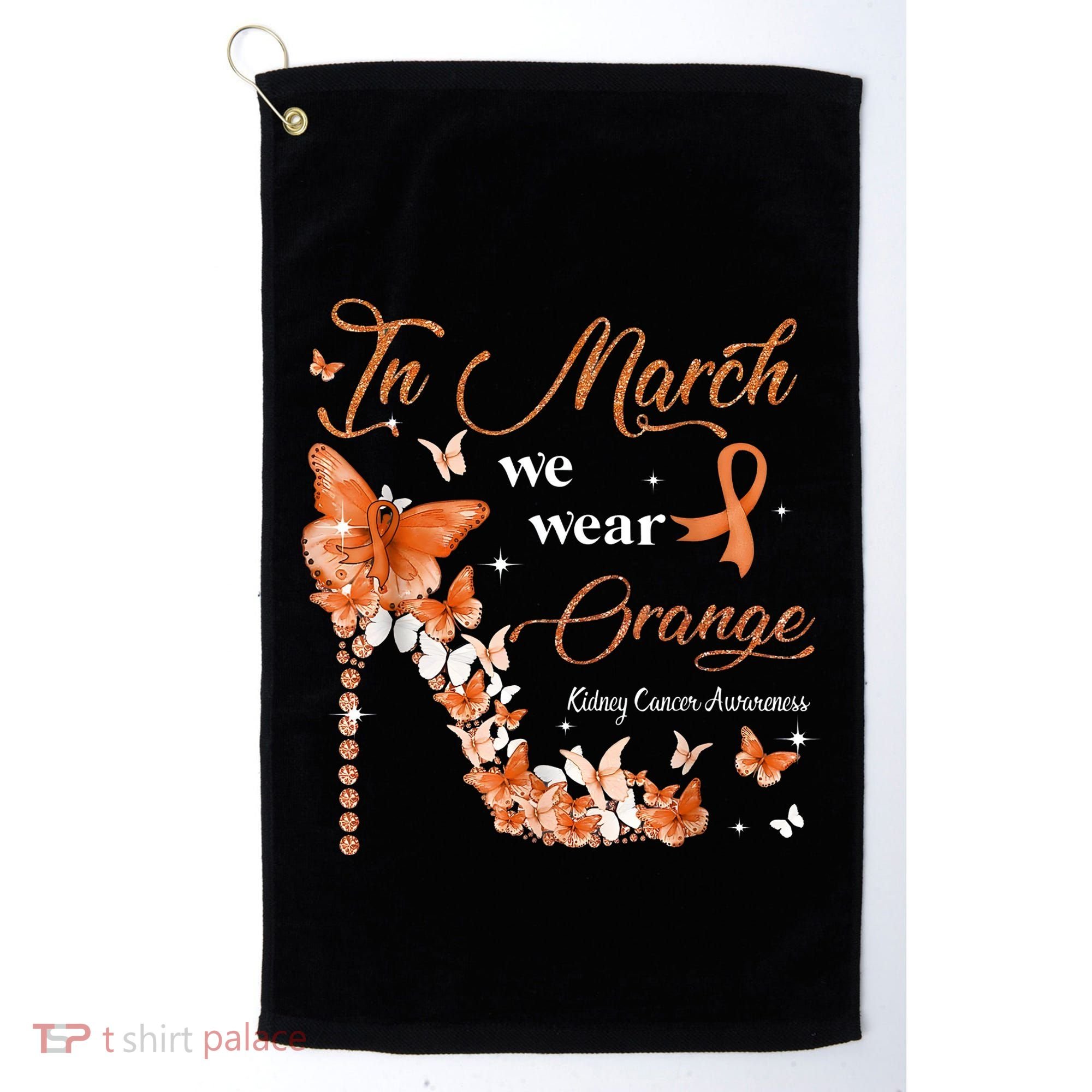 High Heel In March We Wear Orange Multiple Sclerosis Warrior Golf Towel