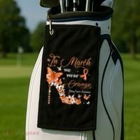 High Heel In March We Wear Orange Multiple Sclerosis Warrior Golf Towel thumb 2