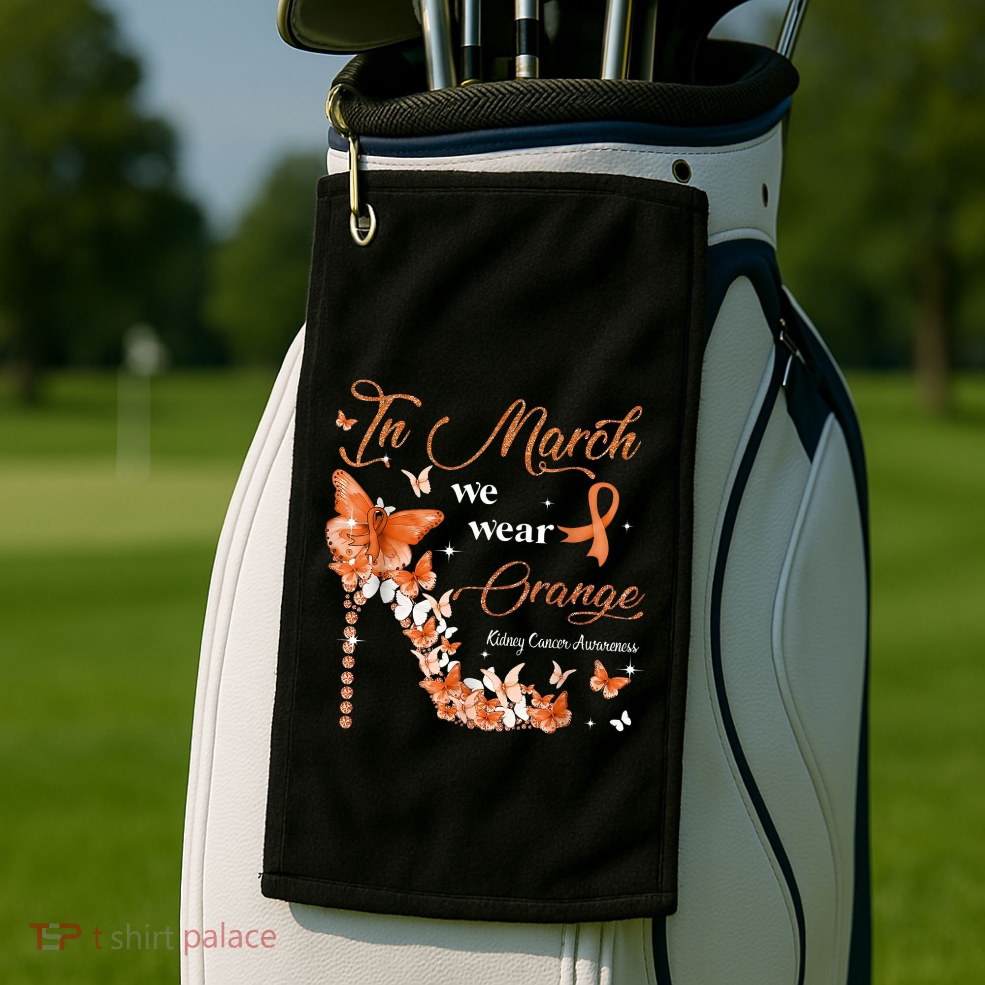 High Heel In March We Wear Orange Multiple Sclerosis Warrior Golf Towel
