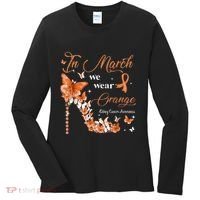 High Heel In March We Wear Orange Multiple Sclerosis Warrior Women's Long Sleeve Shirt thumb 0