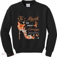 High Heel In March We Wear Orange Multiple Sclerosis Warrior Kids Sweatshirt thumb 0