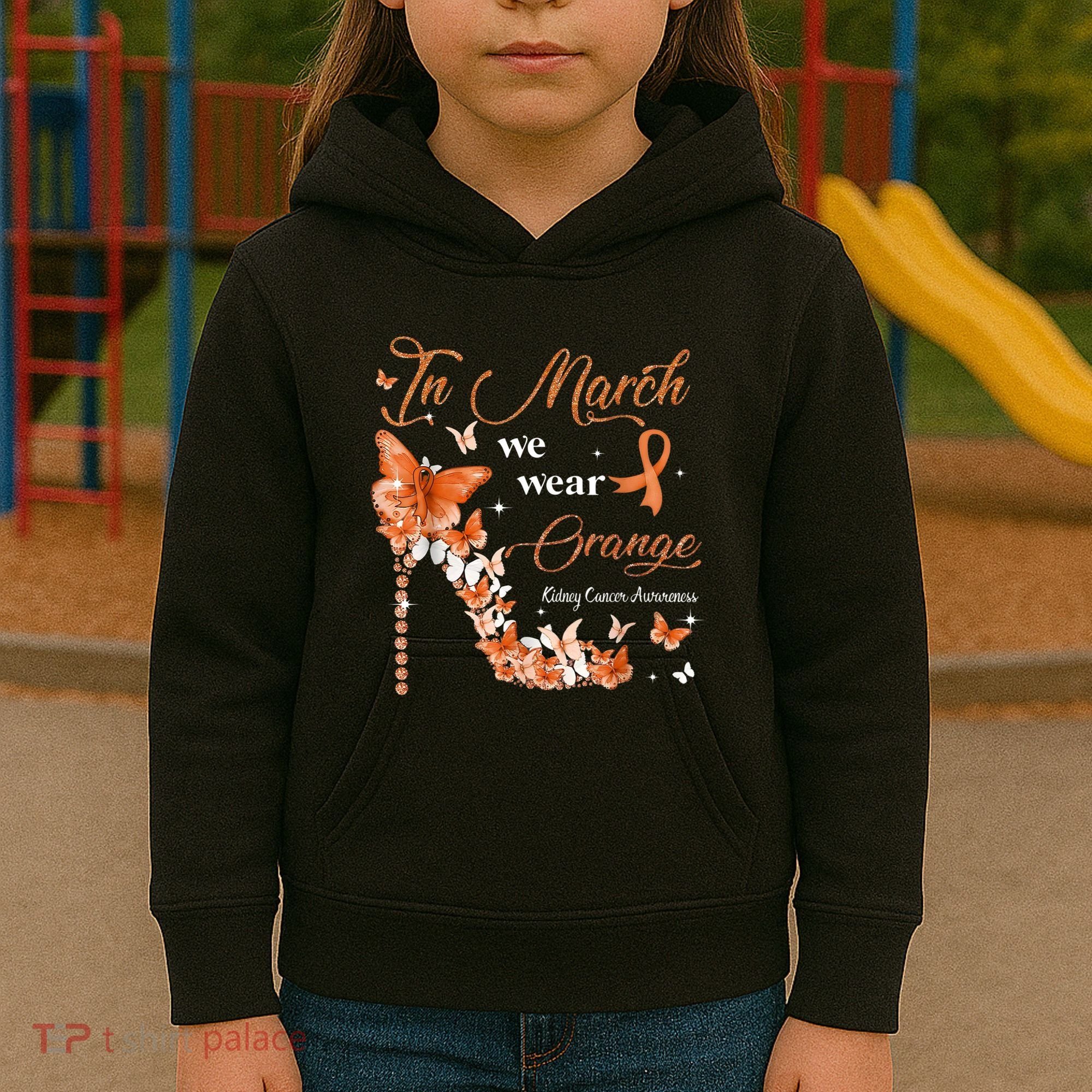 High Heel In March We Wear Orange Multiple Sclerosis Warrior Kids Hoodie