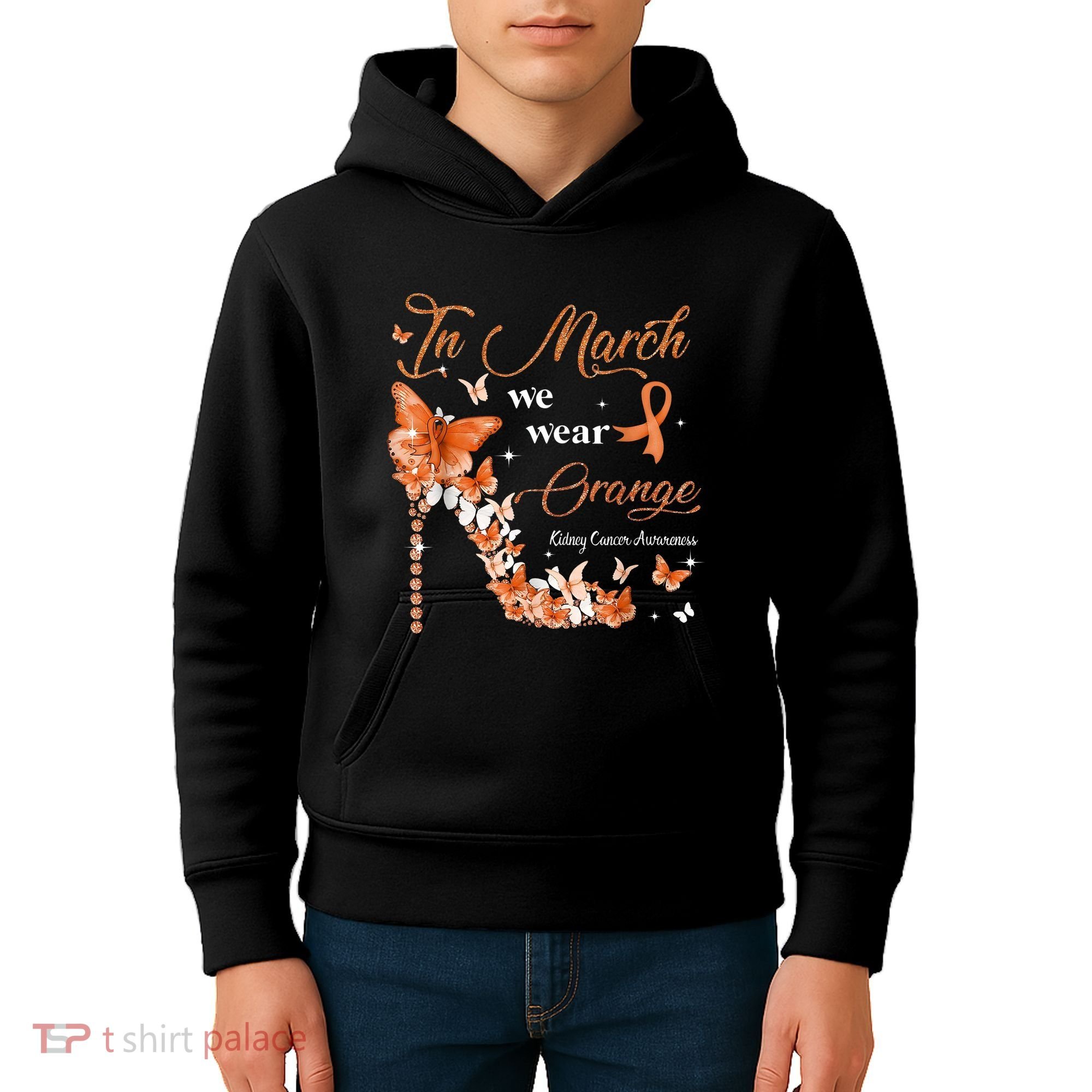 High Heel In March We Wear Orange Multiple Sclerosis Warrior Kids Hoodie