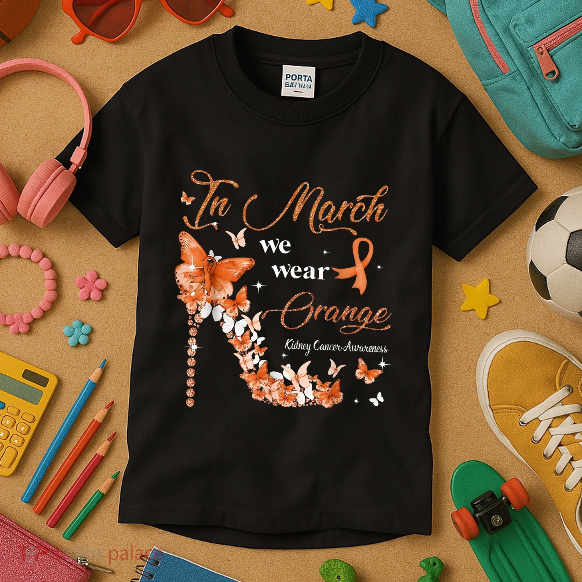 High Heel In March We Wear Orange Multiple Sclerosis Warrior Kids T-Shirt