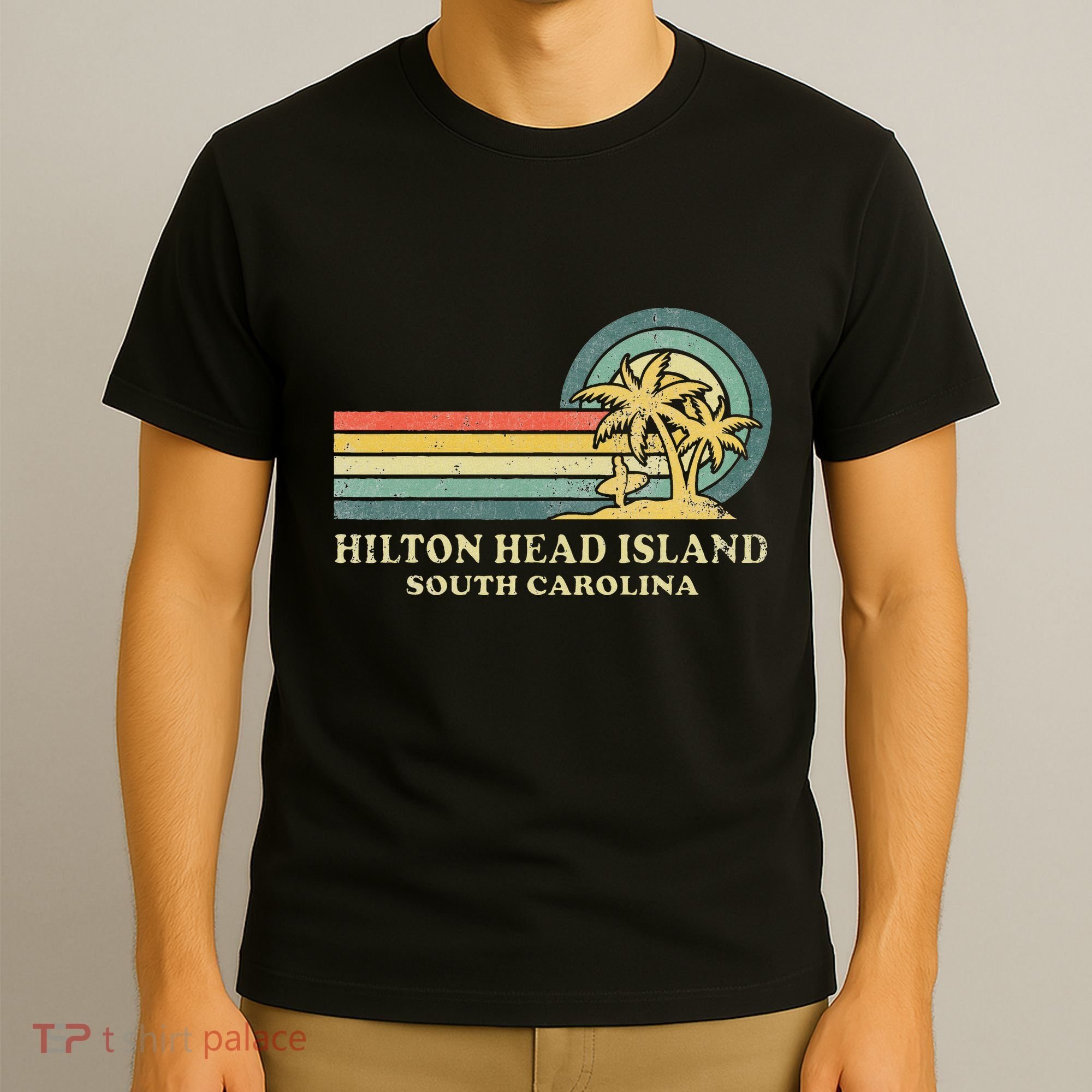 Hilton Head Island South Carolina Vacation Vintage Palm Tree T-Shirt