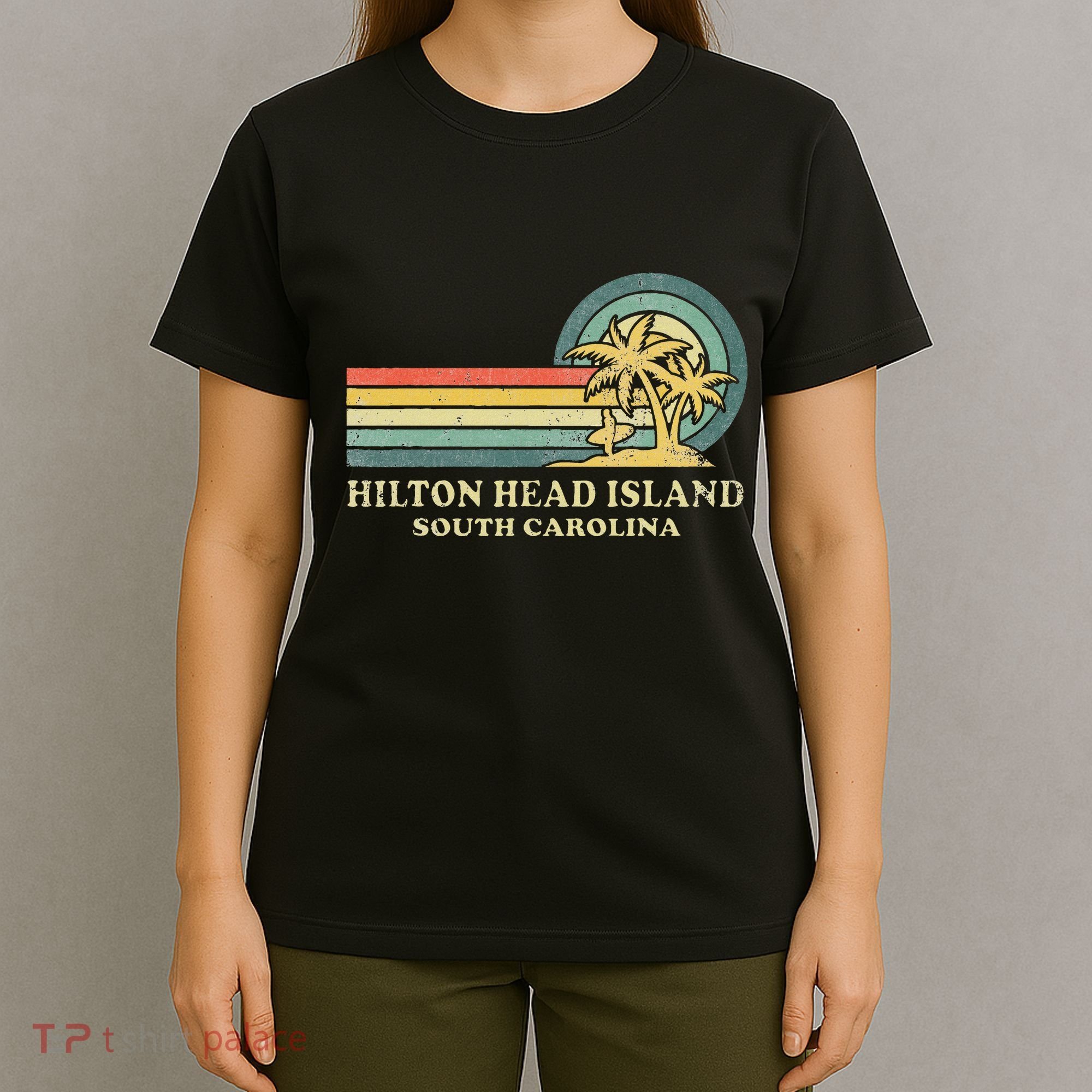 Hilton Head Island South Carolina Vacation Vintage Palm Tree T-Shirt