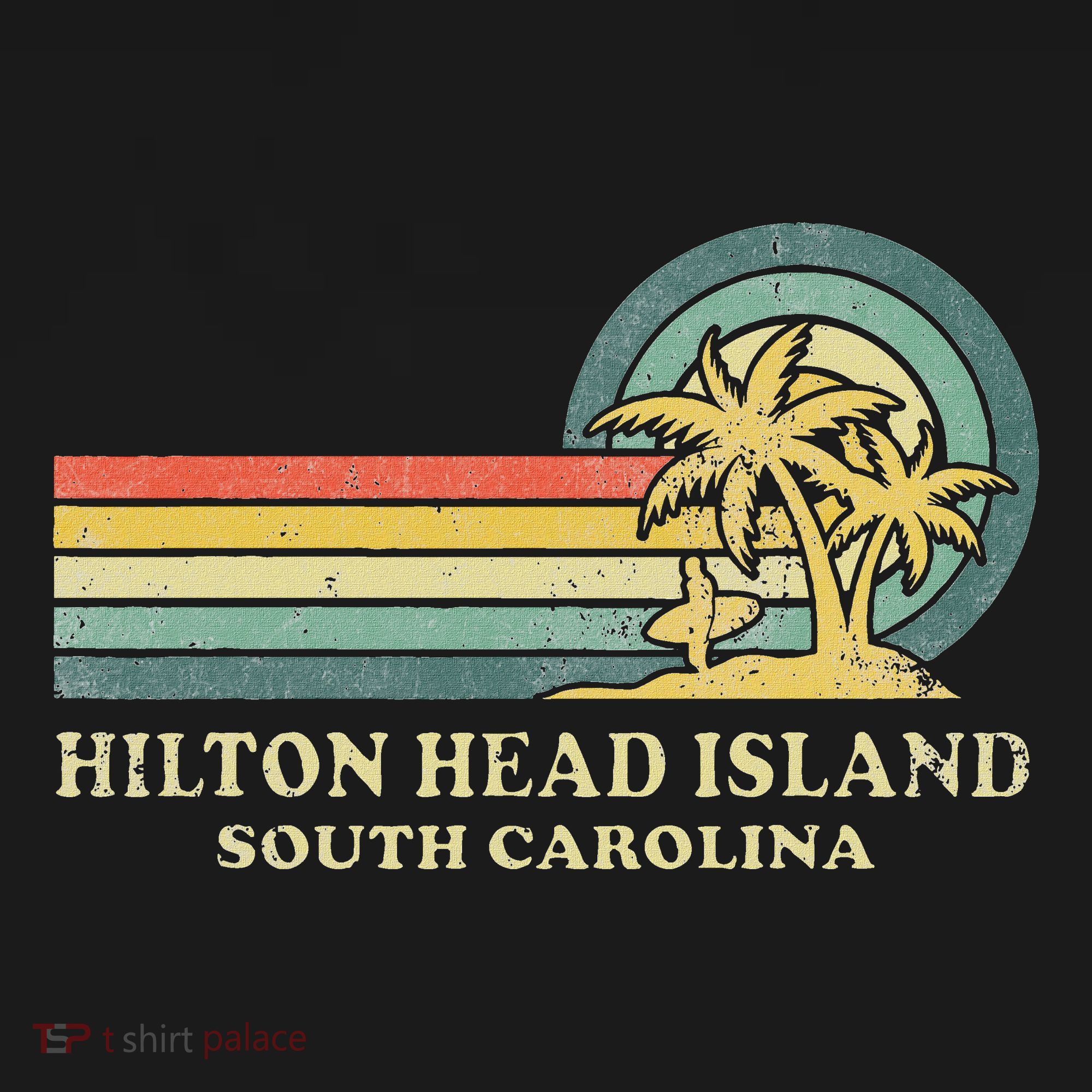 Hilton Head Island South Carolina Vacation Vintage Palm Tree T-Shirt
