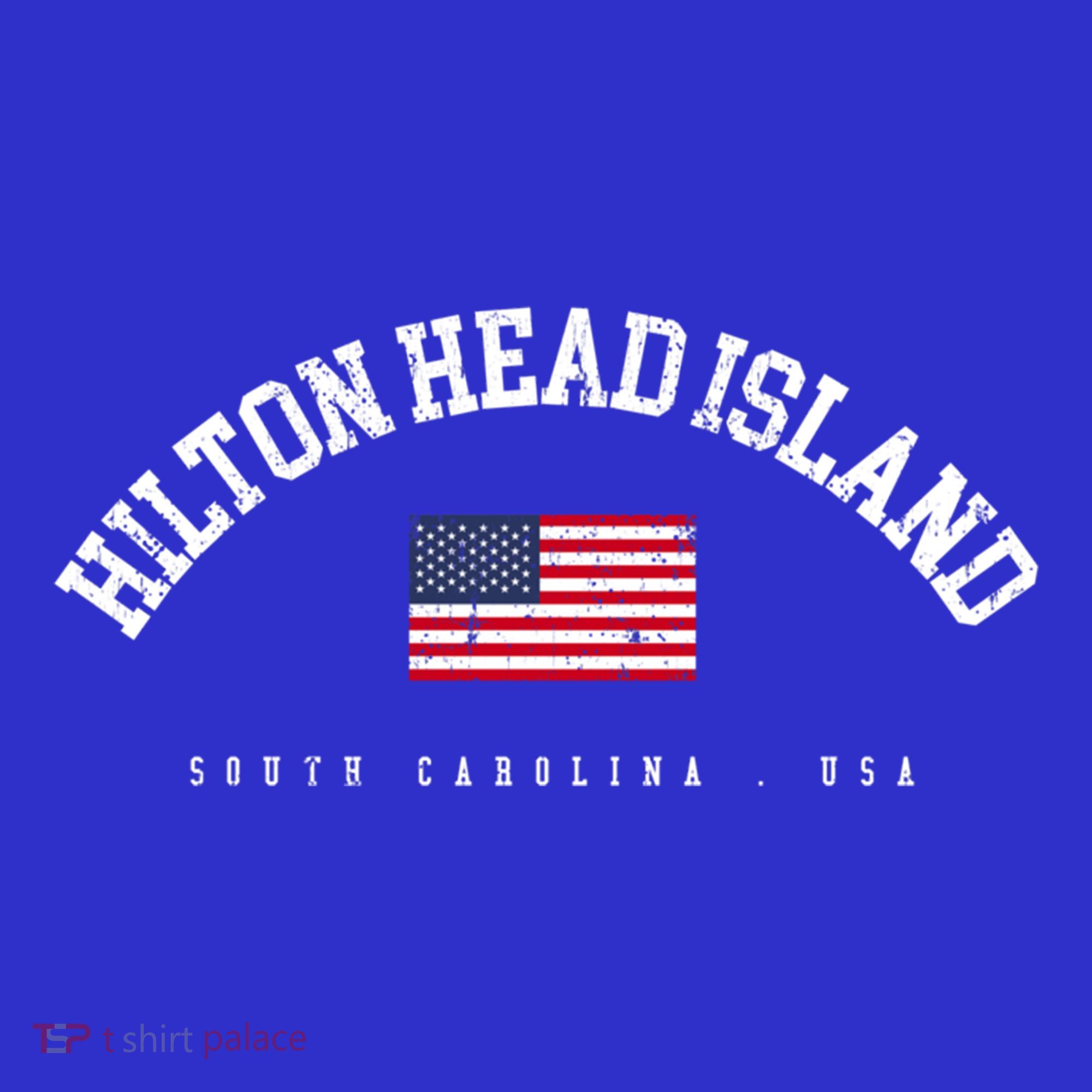 Hilton Head Island Sc Retro American Flag Usa City Name Gift T-Shirt