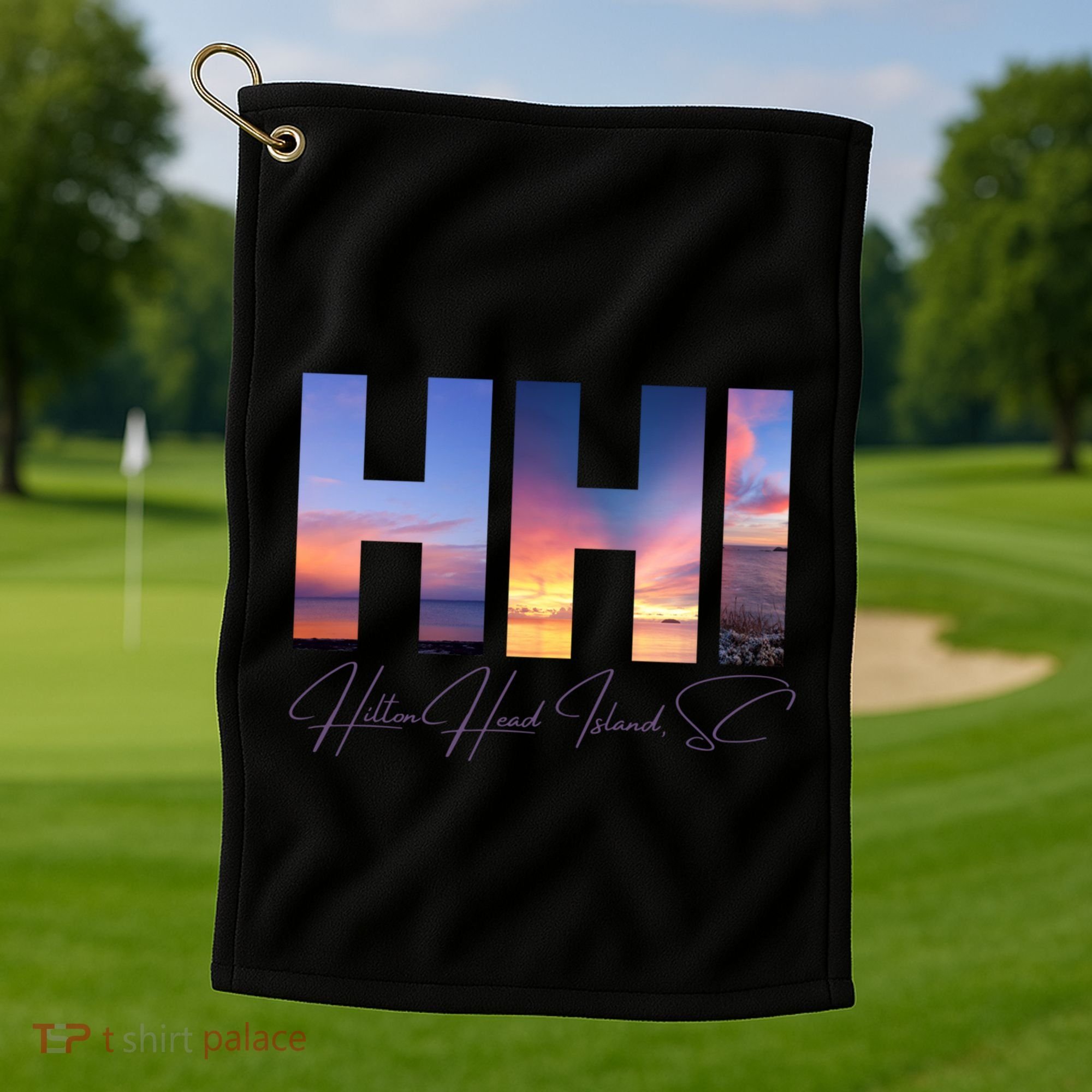 Hilton Head Island South Carolina Gift Sunset Gift Family Trip Gift Golf Towel