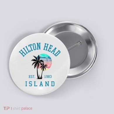 Hilton Head Island South Carolina Beach Palm Trees Summer Button