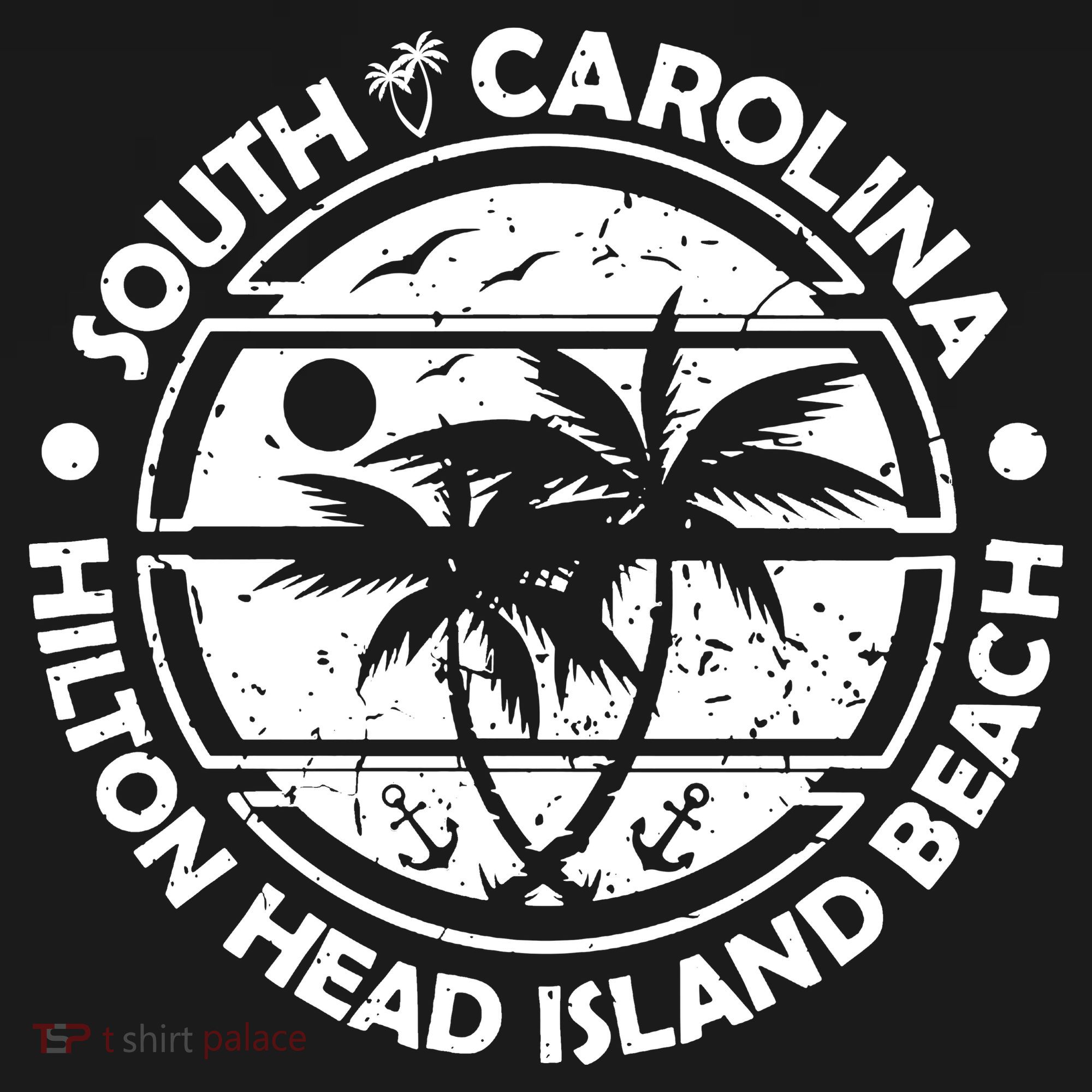 Hilton Head Island Beach South Carolina, Tropical Palm Trees, Ship Anchor Tall Sweatshirt