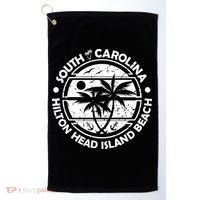 Hilton Head Island Beach South Carolina, Tropical Palm Trees, Ship Anchor Golf Towel thumb 0