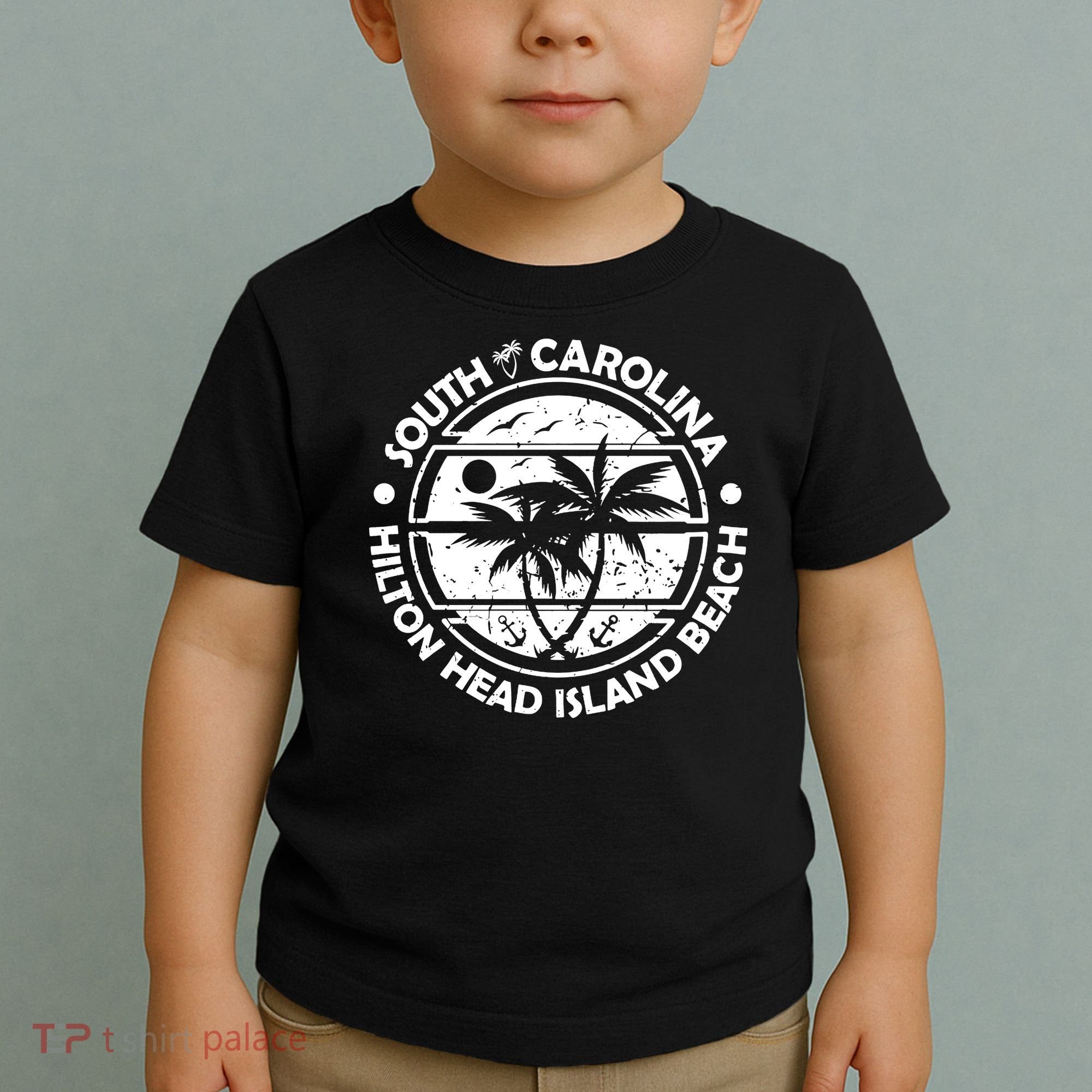 Hilton Head Island Beach South Carolina, Tropical Palm Trees, Ship Anchor Toddler T-Shirt