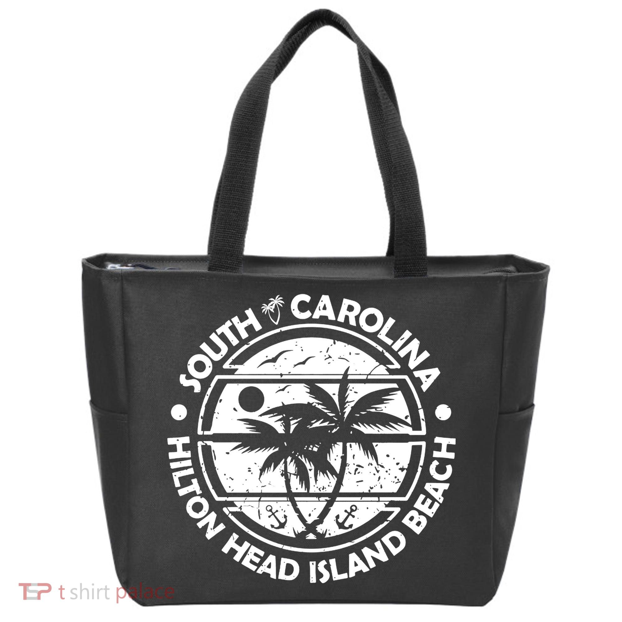 Hilton Head Island Beach South Carolina, Tropical Palm Trees, Ship Anchor Tote Bag