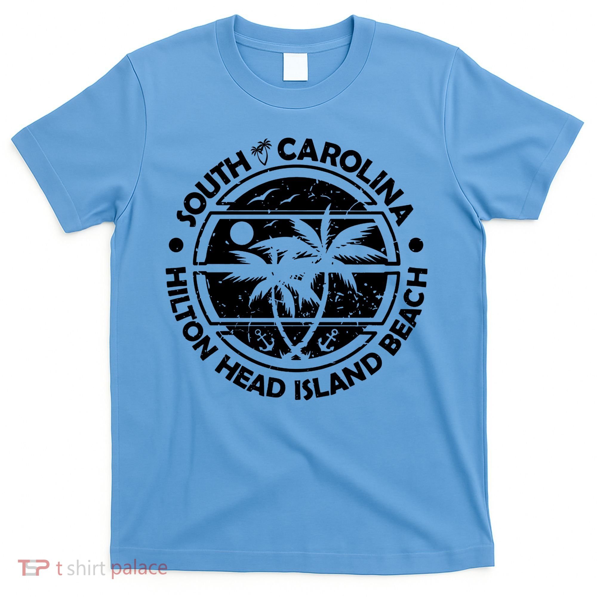 Hilton Head Island Beach South Carolina, Tropical Palm Trees, Ship Anchor T-Shirt