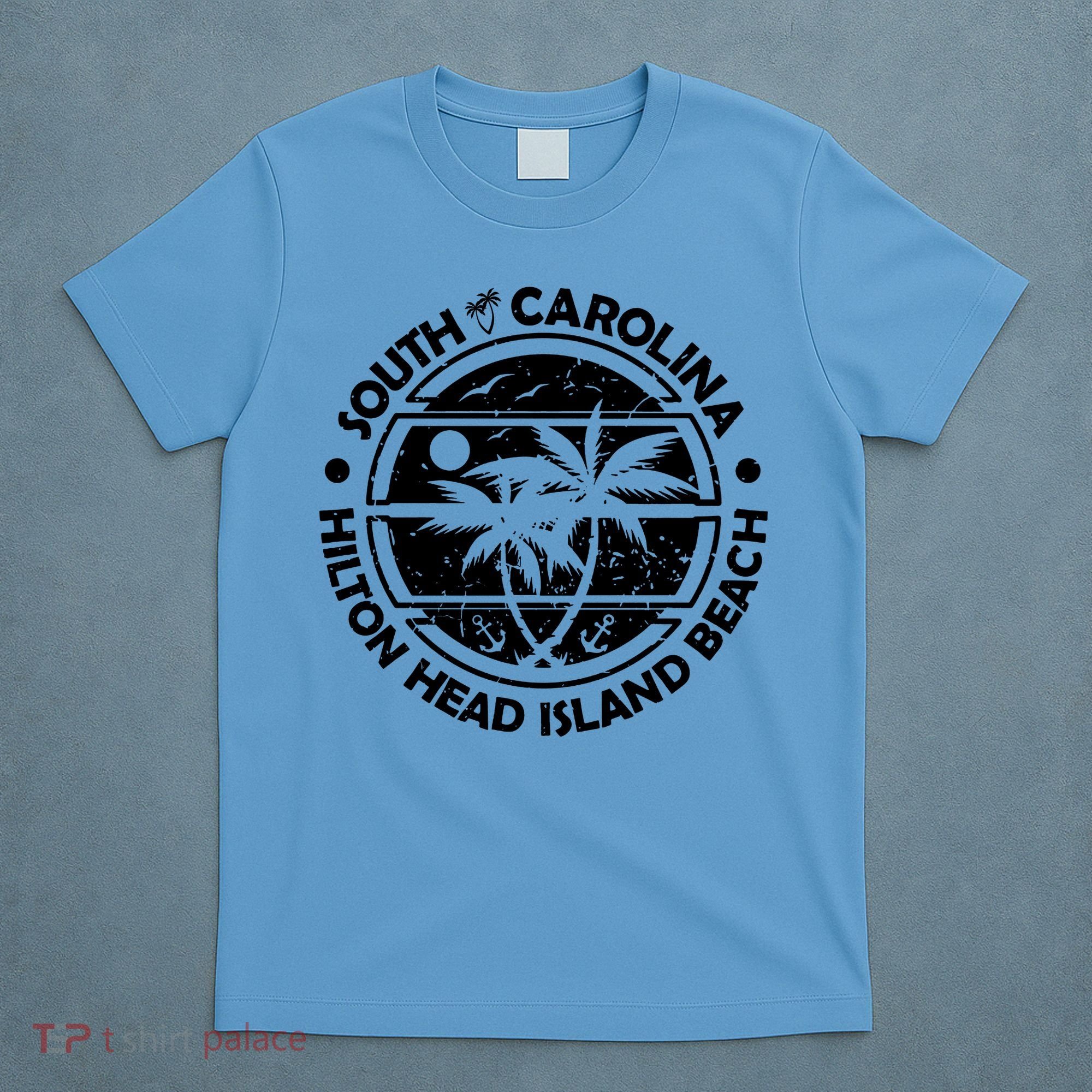 Hilton Head Island Beach South Carolina, Tropical Palm Trees, Ship Anchor T-Shirt